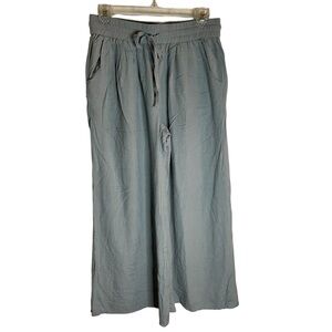 Heyson Sage Green Wide Leg Pants with Elastic Waist Size Medium hemp material